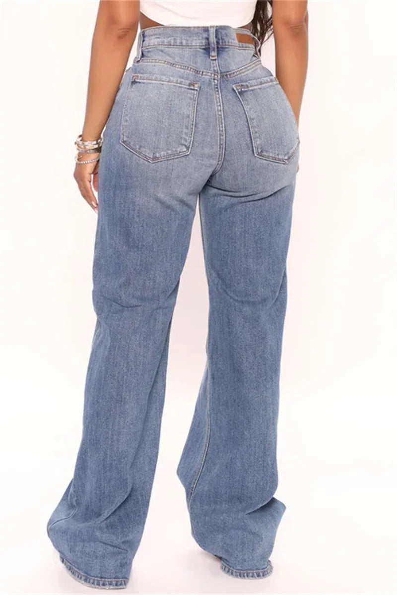 Y2K High Blue Fashion Loose Wide Leg Denim Jeans