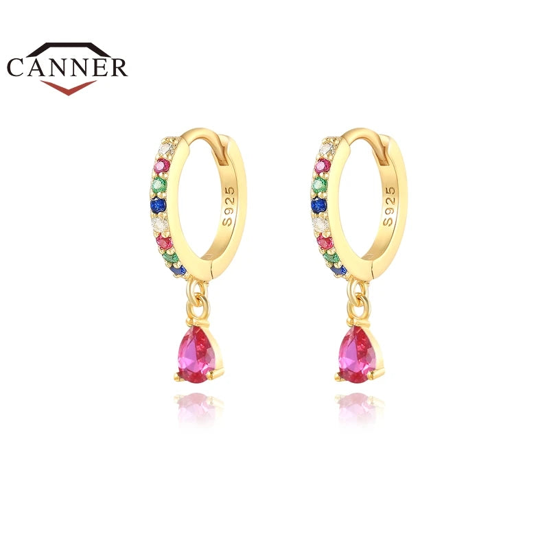 925 Sterling Colorful Multi-Styled/Color Small Round Drop Earrings
