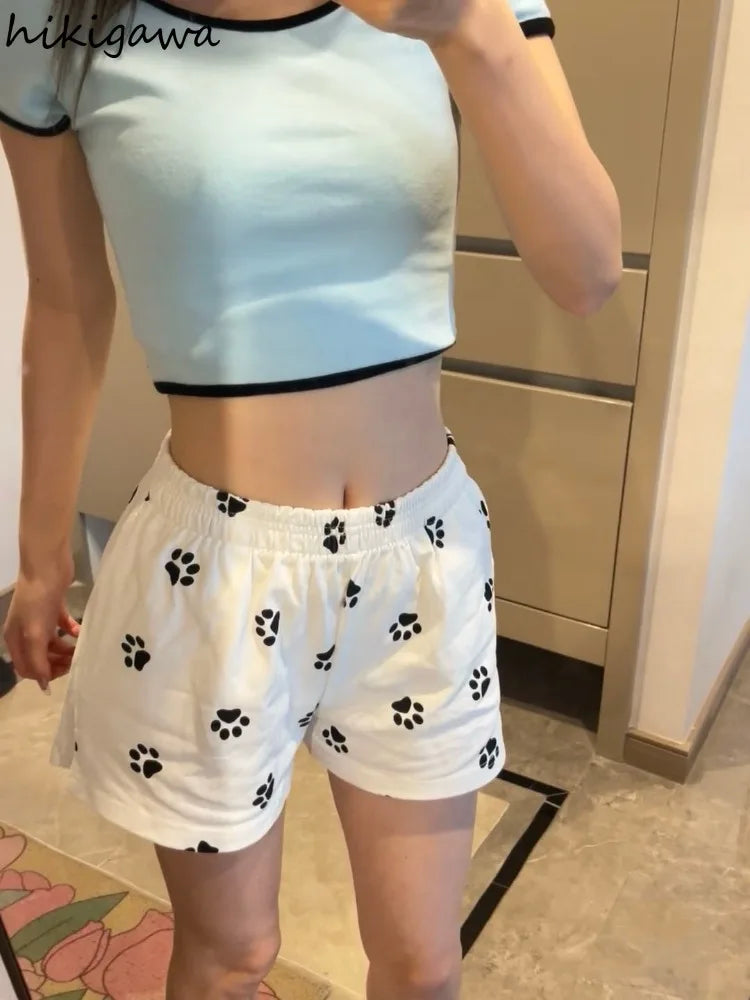 Cute Cat Printed Summer House Shorts