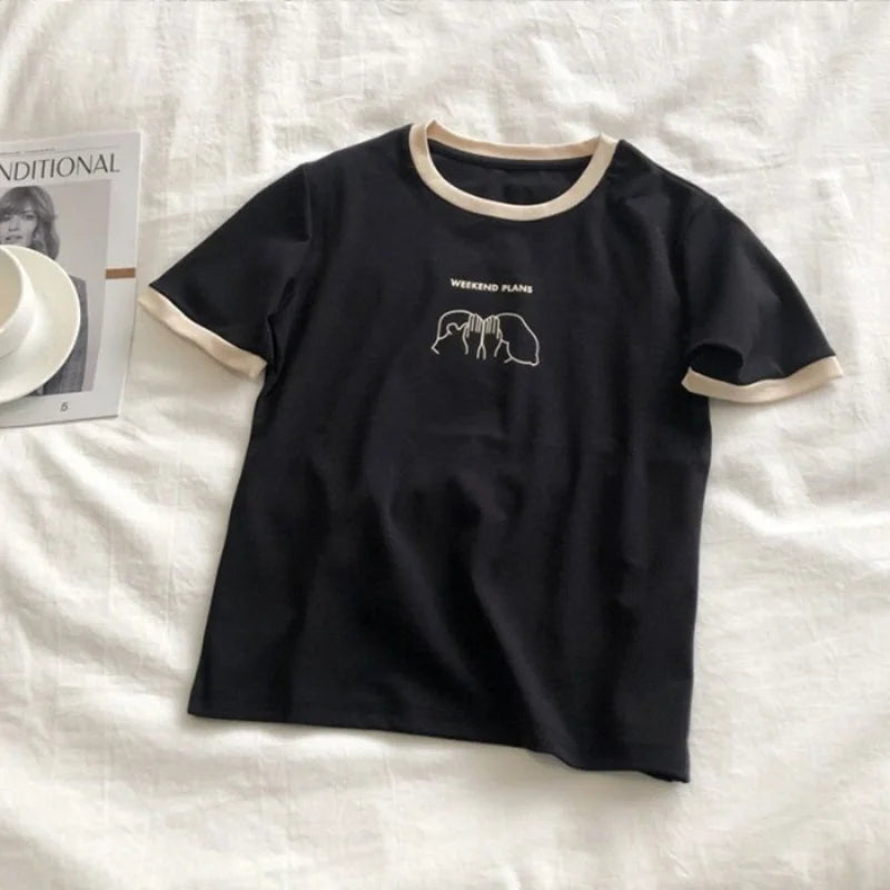 Cute Whisper Weekend Plan Graphic Printed T-shirt