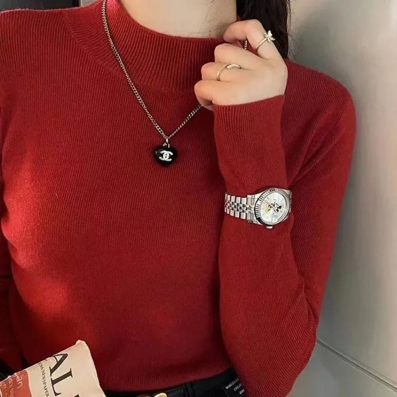 Turtleneck Sweater Fashion Stretch Knitted Top
