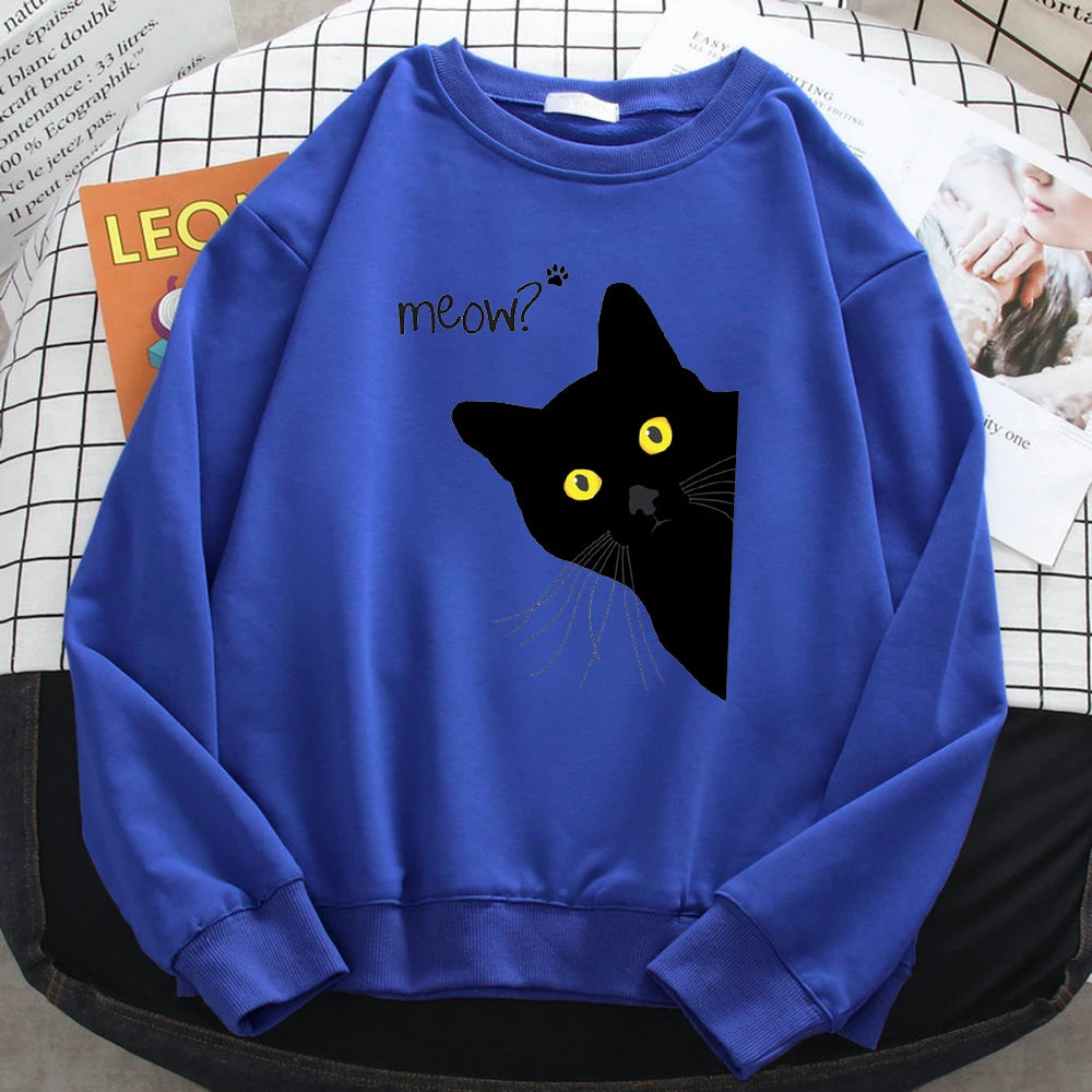 Holiday Curious Meow Black Cat Sweater