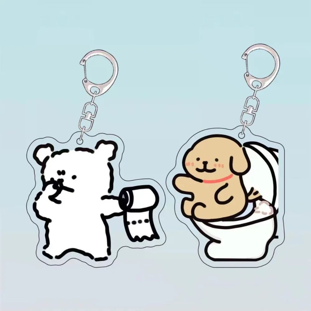 Dog Puppy Toilet Hanging Keychain