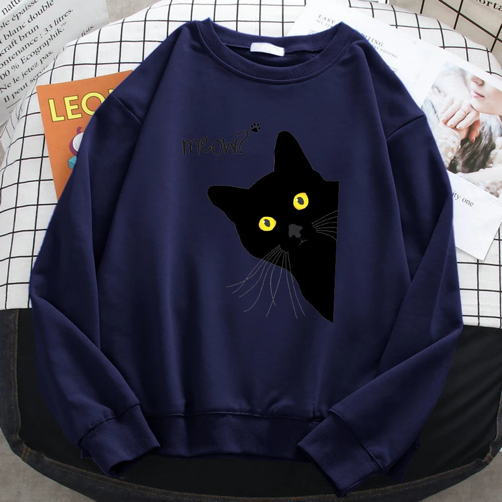 Holiday Curious Meow Black Cat Sweater