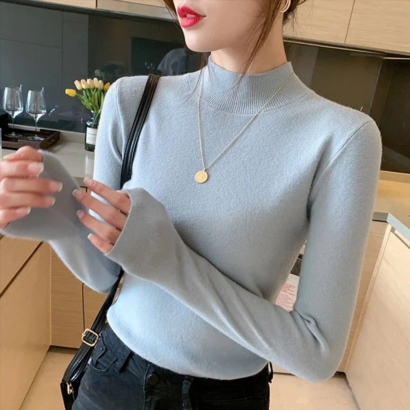 Turtleneck Sweater Fashion Stretch Knitted Top
