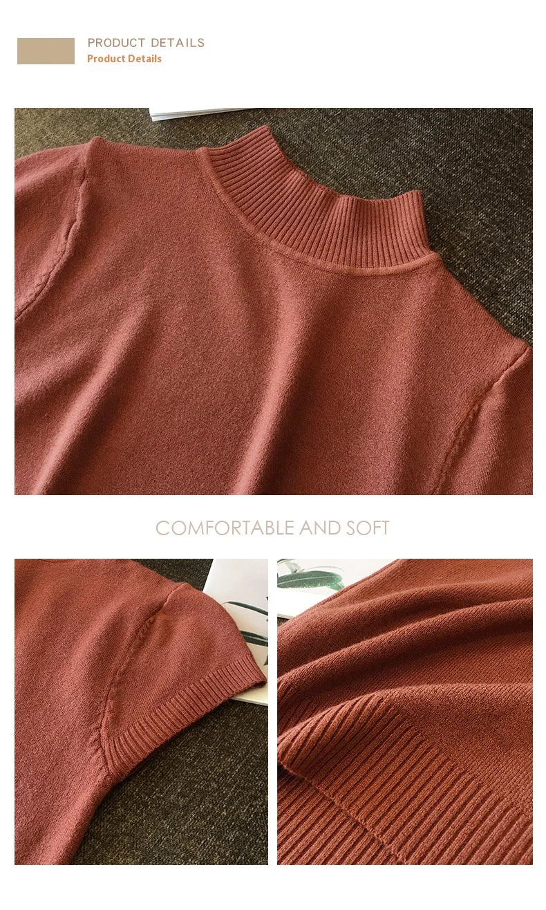 New Solid Slim Turtleneck Crop Tube Top
