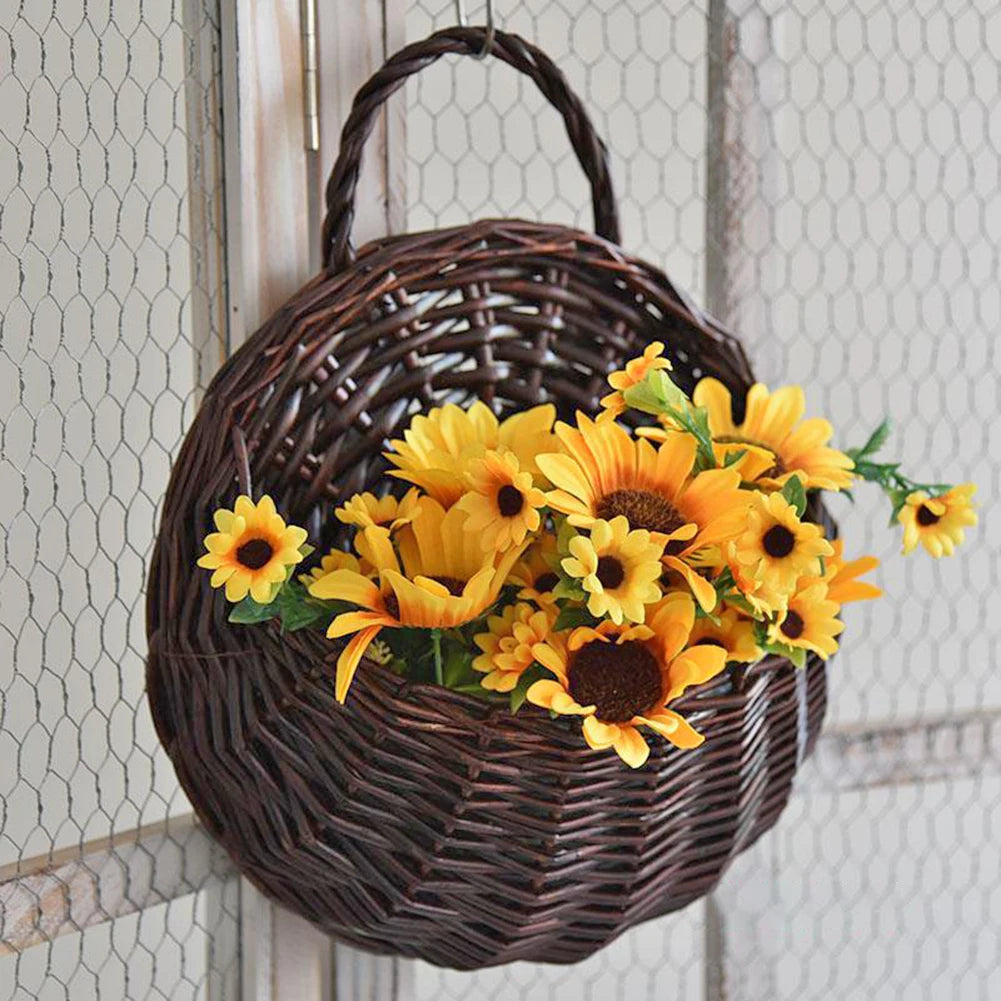 Hanging Mounted Flower Rattan Basket Pot