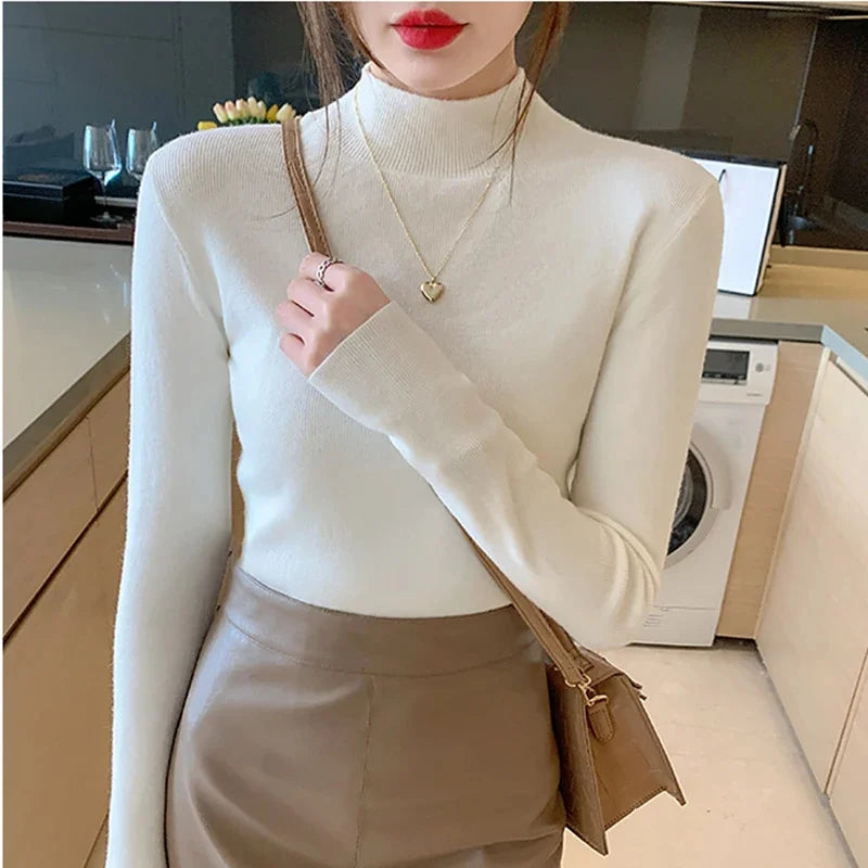 Turtleneck Sweater Fashion Stretch Knitted Top