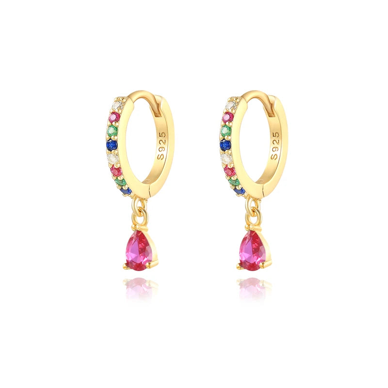 925 Sterling Colorful Multi-Styled/Color Small Round Drop Earrings