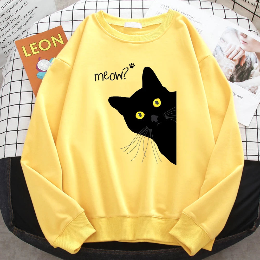 Holiday Curious Meow Black Cat Sweater