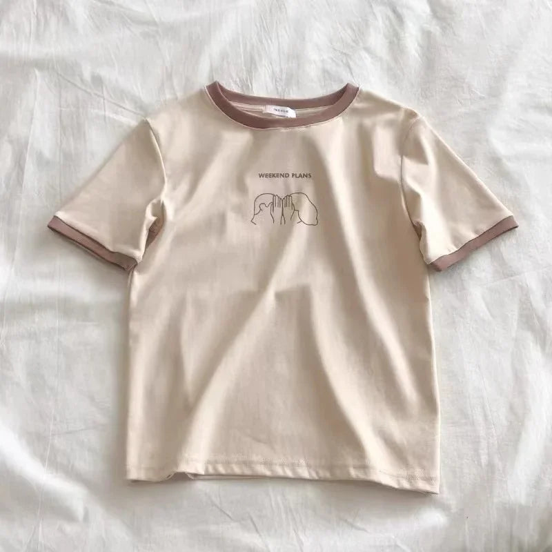 Cute Whisper Weekend Plan Graphic Printed T-shirt