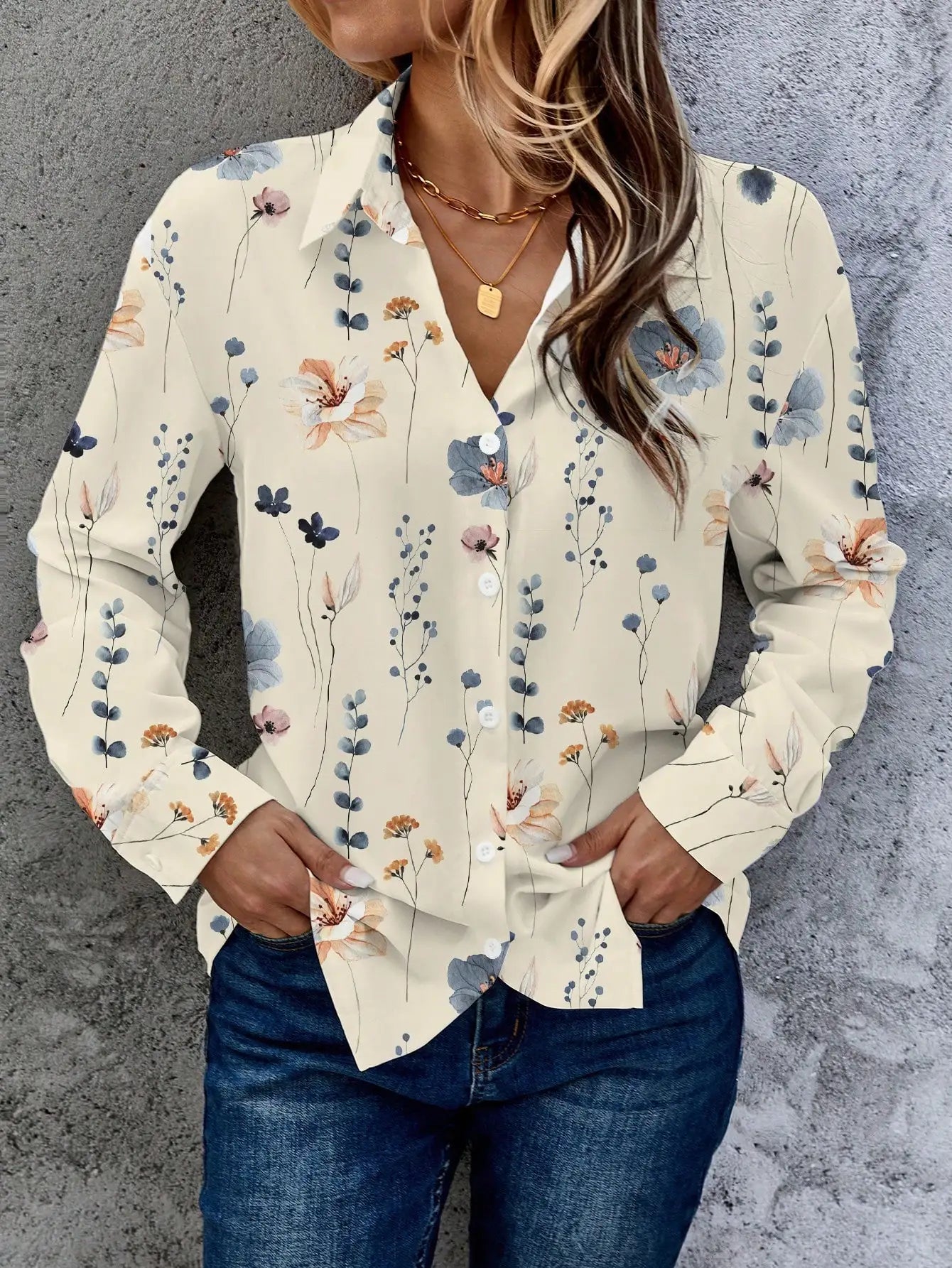 Women's Multicolor Floral Print Blouse Casual Summer Top Elegant Coffee Date Weekend Brunch Park Stroll Fashion Blouse