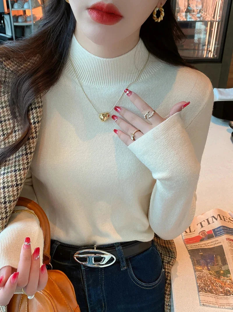 Turtleneck Sweater Fashion Stretch Knitted Top