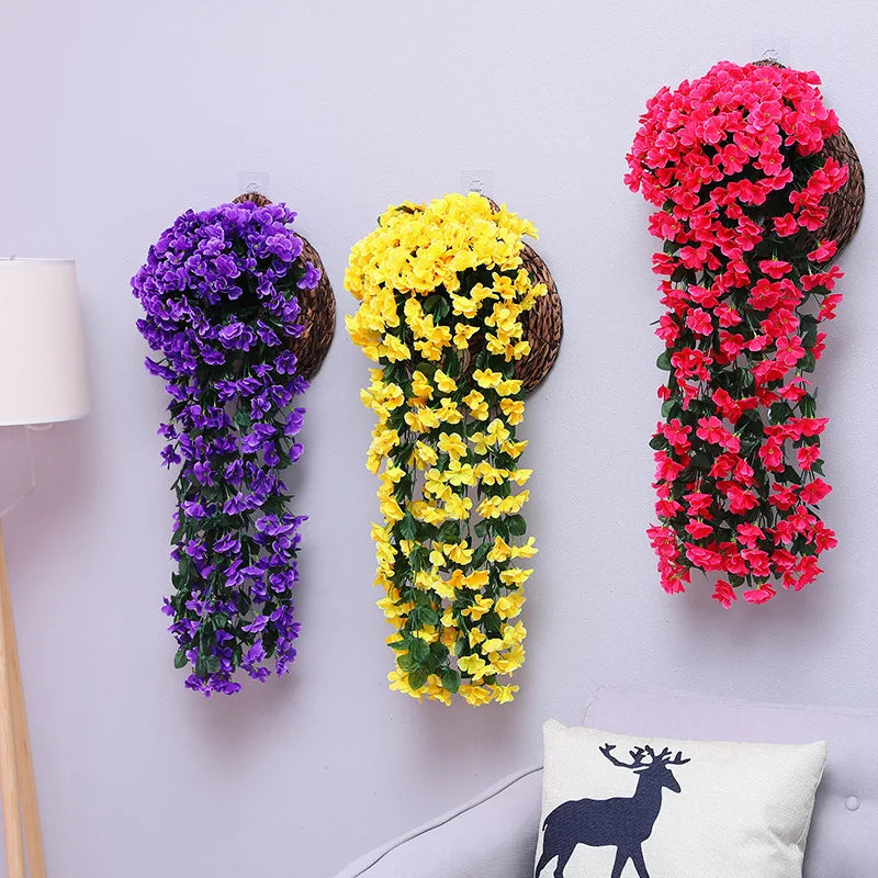 Multicolored Artificial Flower Hanging Orchid Wall Decoration