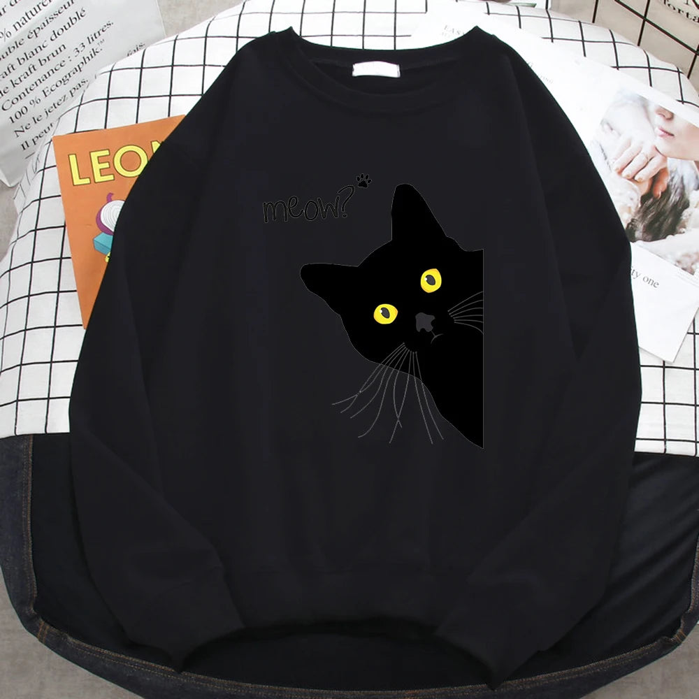 Holiday Curious Meow Black Cat Sweater