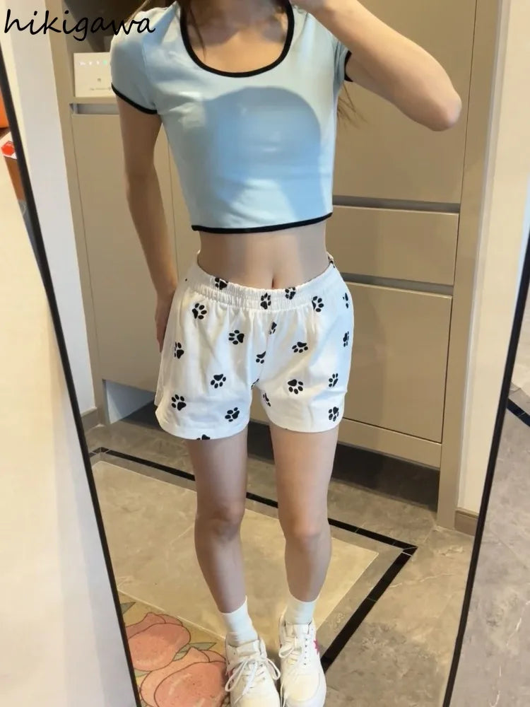 Cute Cat Printed Summer House Shorts