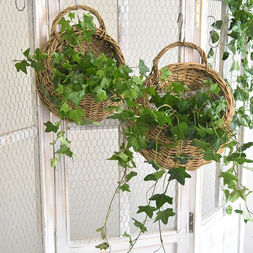 Hanging Mounted Flower Rattan Basket Pot