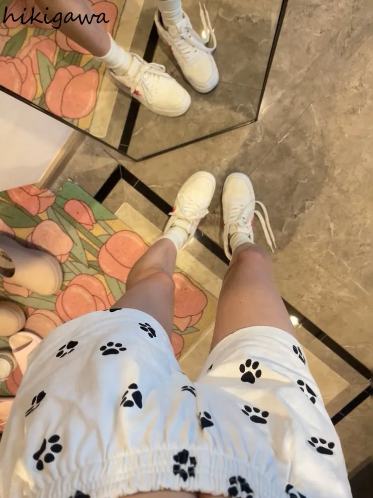 Cute Cat Printed Summer House Shorts