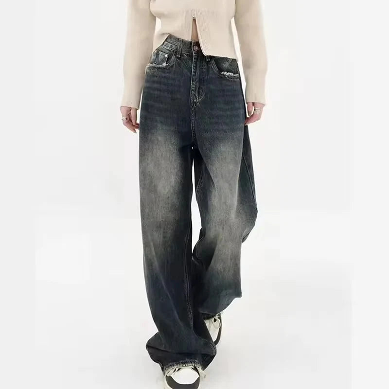 New Style Y2K Streetwear Retro Dust High Waist Jeans