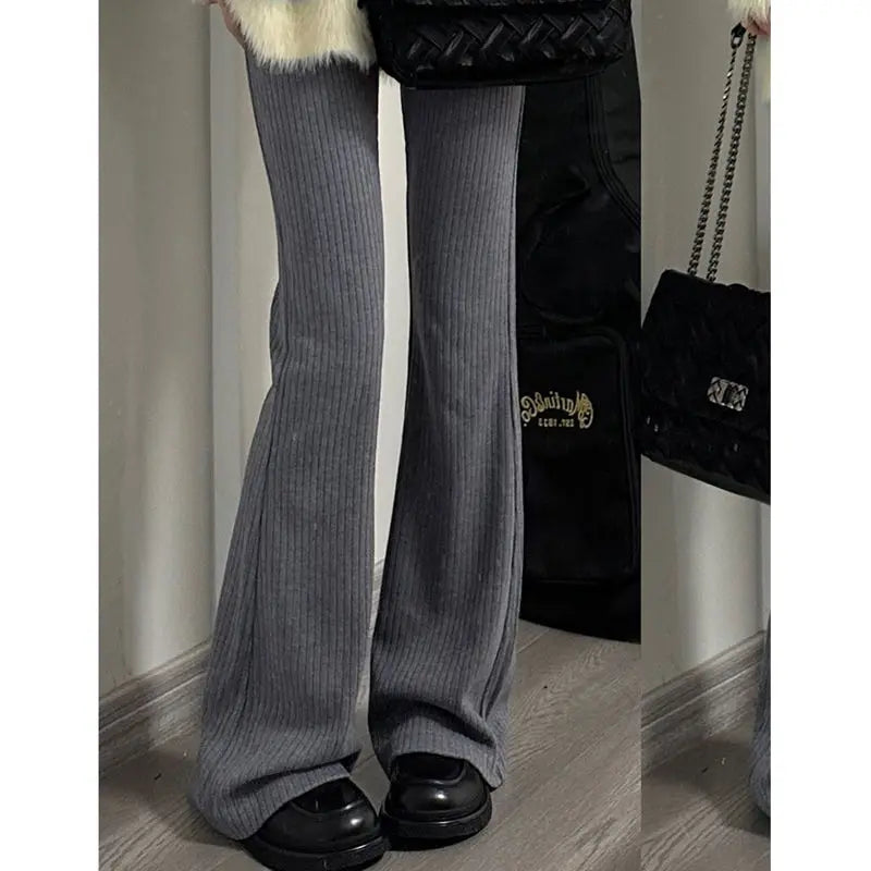 Casual Slim Fit High Waist Flare Trousers