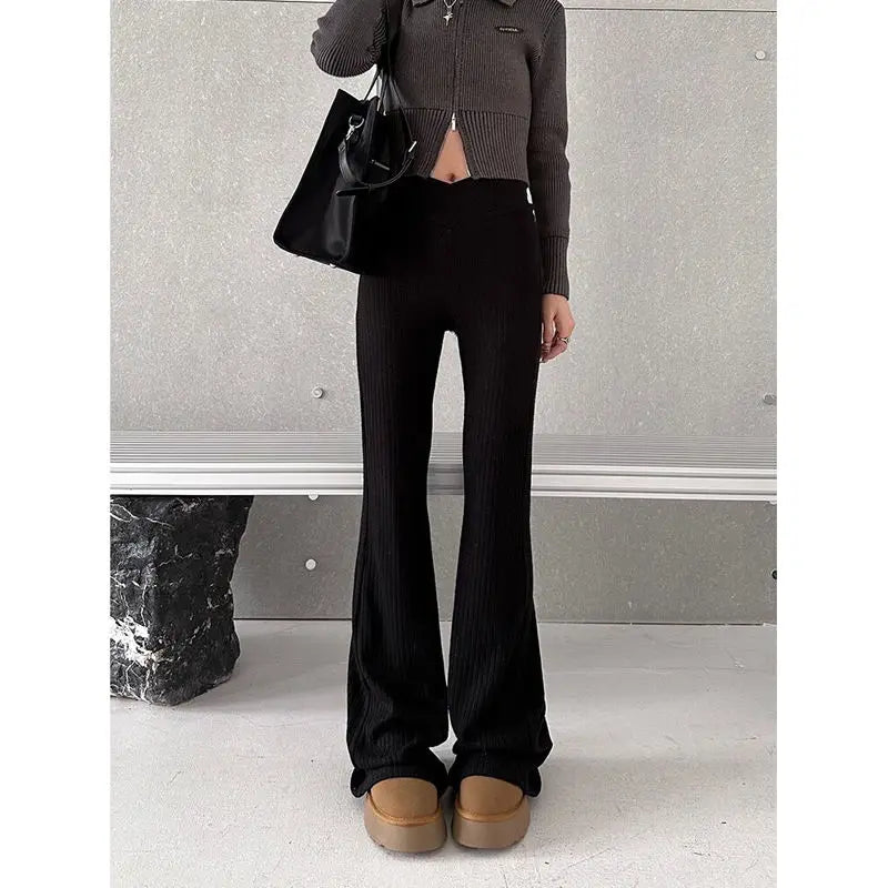 Casual Slim Fit High Waist Flare Trousers