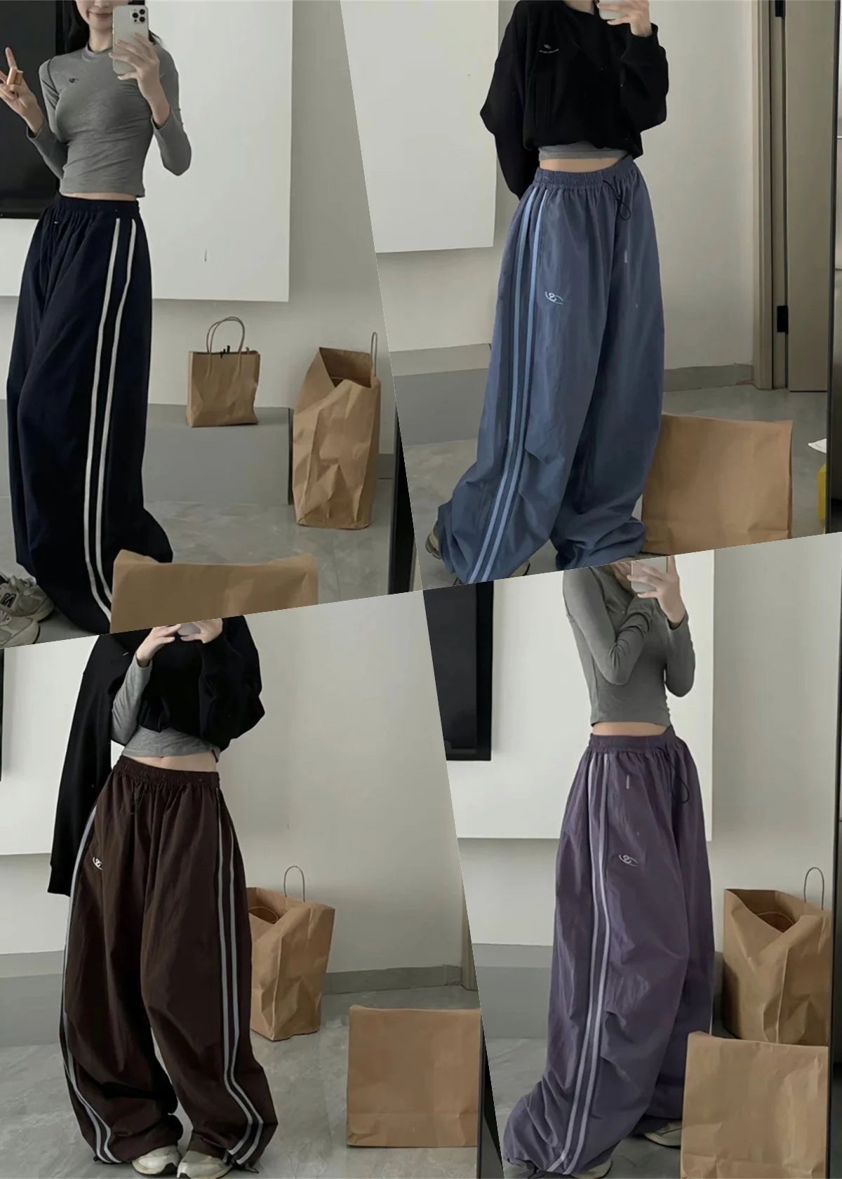 Multi-Colored Vintage Wide Leg Vintage Cargo Pants