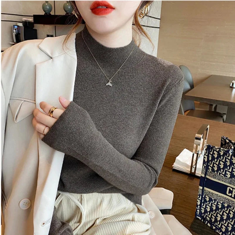 Turtleneck Sweater Fashion Stretch Knitted Top