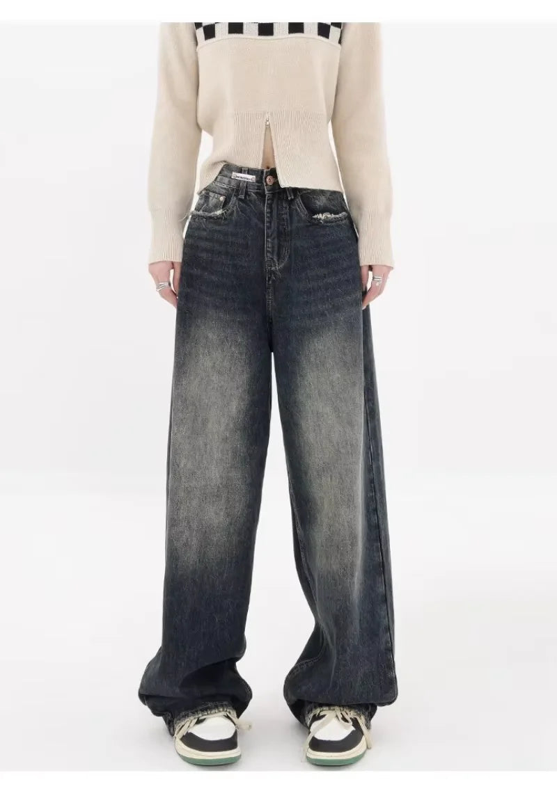 New Style Y2K Streetwear Retro Dust High Waist Jeans