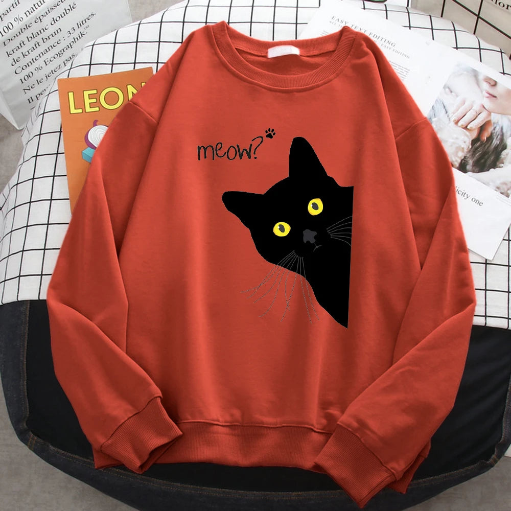 Holiday Curious Meow Black Cat Sweater