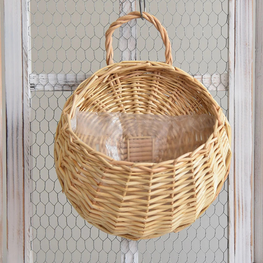 Hanging Mounted Flower Rattan Basket Pot