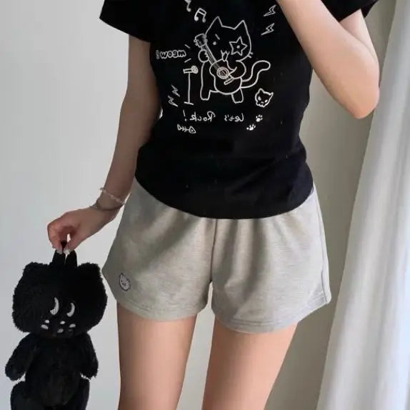 Cotton Cat Kawaii Printed Star Shorts