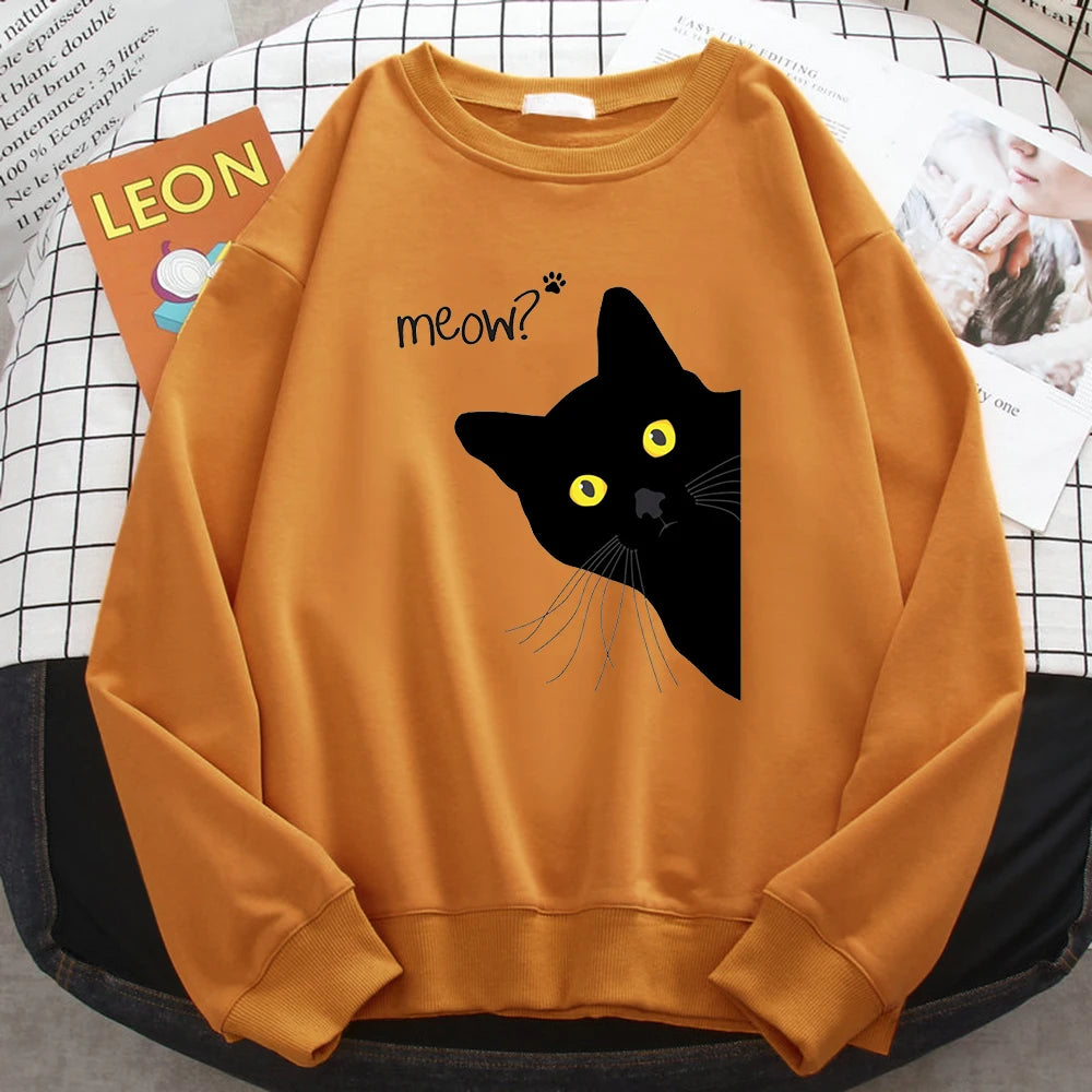 Holiday Curious Meow Black Cat Sweater