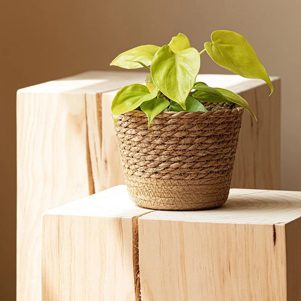 Straw Flower Pot Rattan Storage Basket