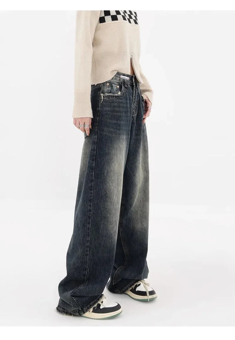 New Style Y2K Streetwear Retro Dust High Waist Jeans