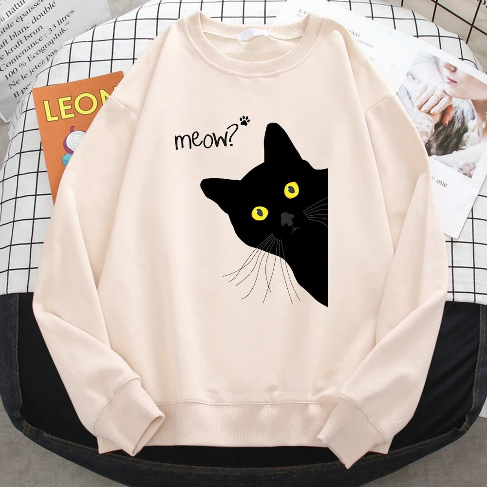 Holiday Curious Meow Black Cat Sweater