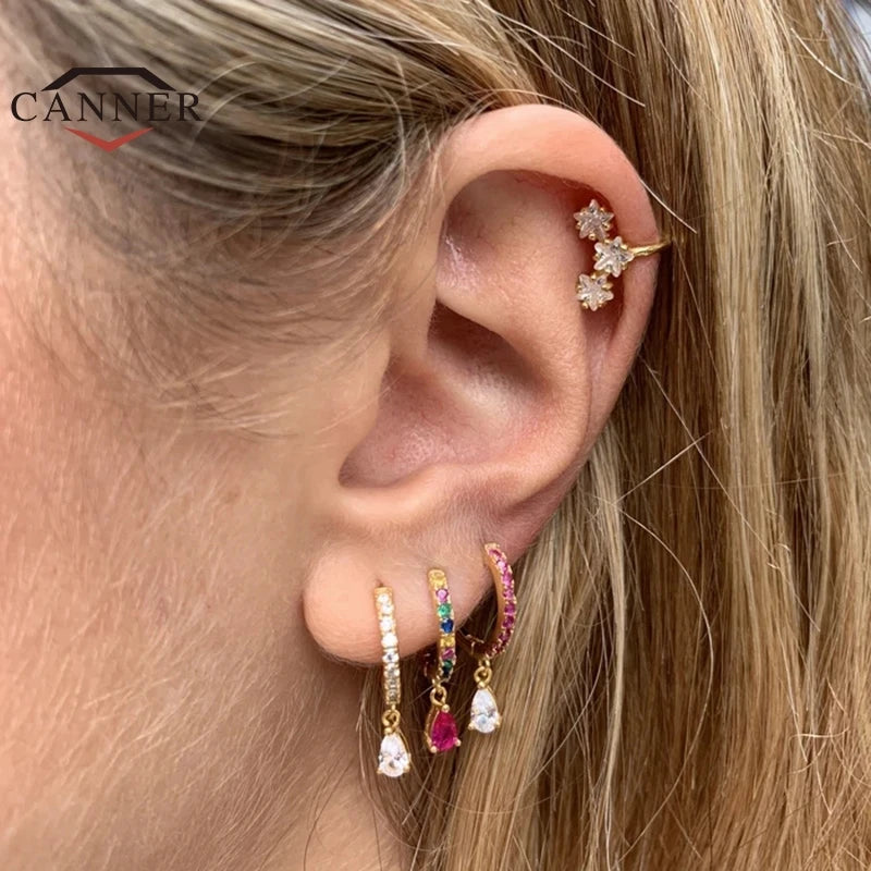 925 Sterling Colorful Multi-Styled/Color Small Round Drop Earrings