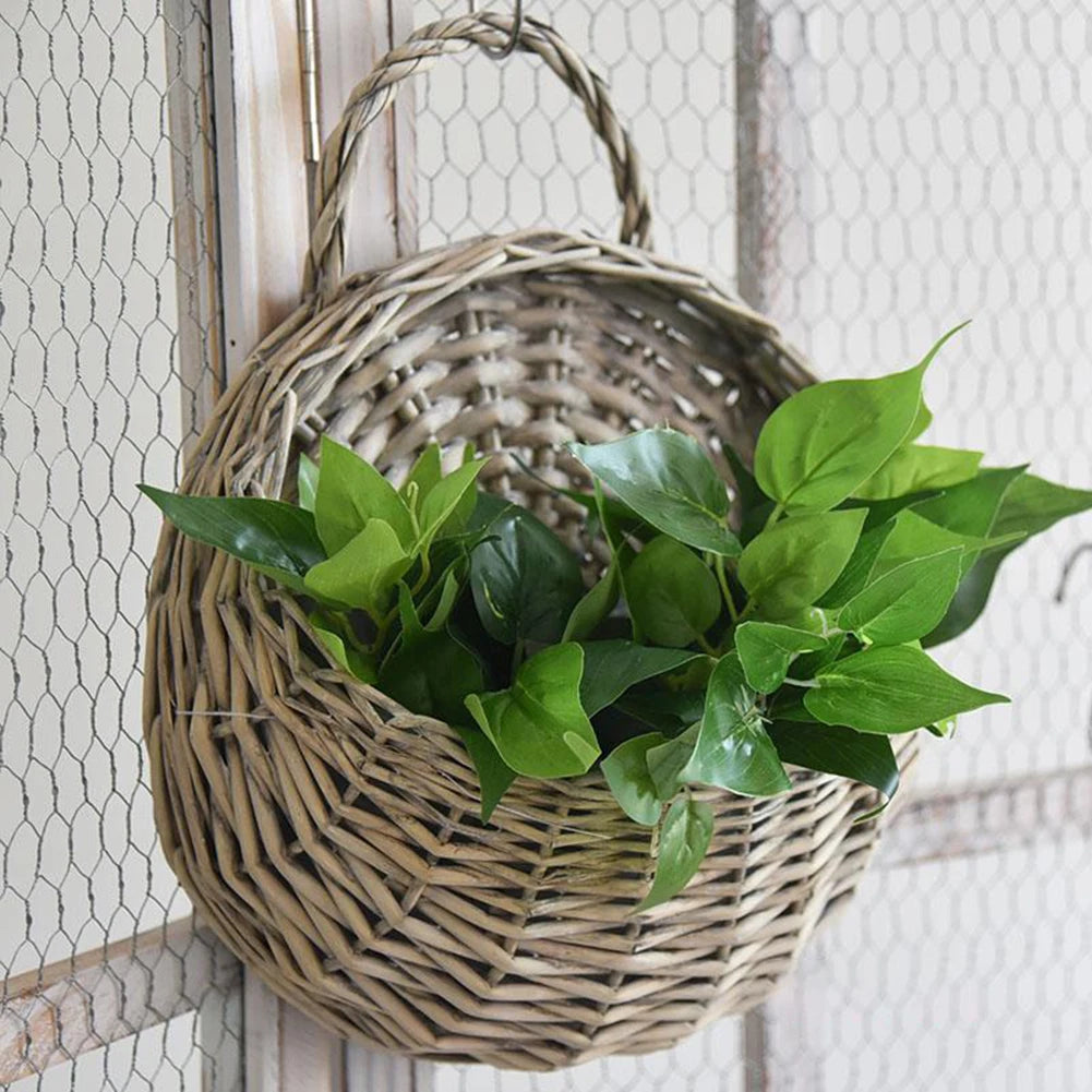 Hanging Mounted Flower Rattan Basket Pot