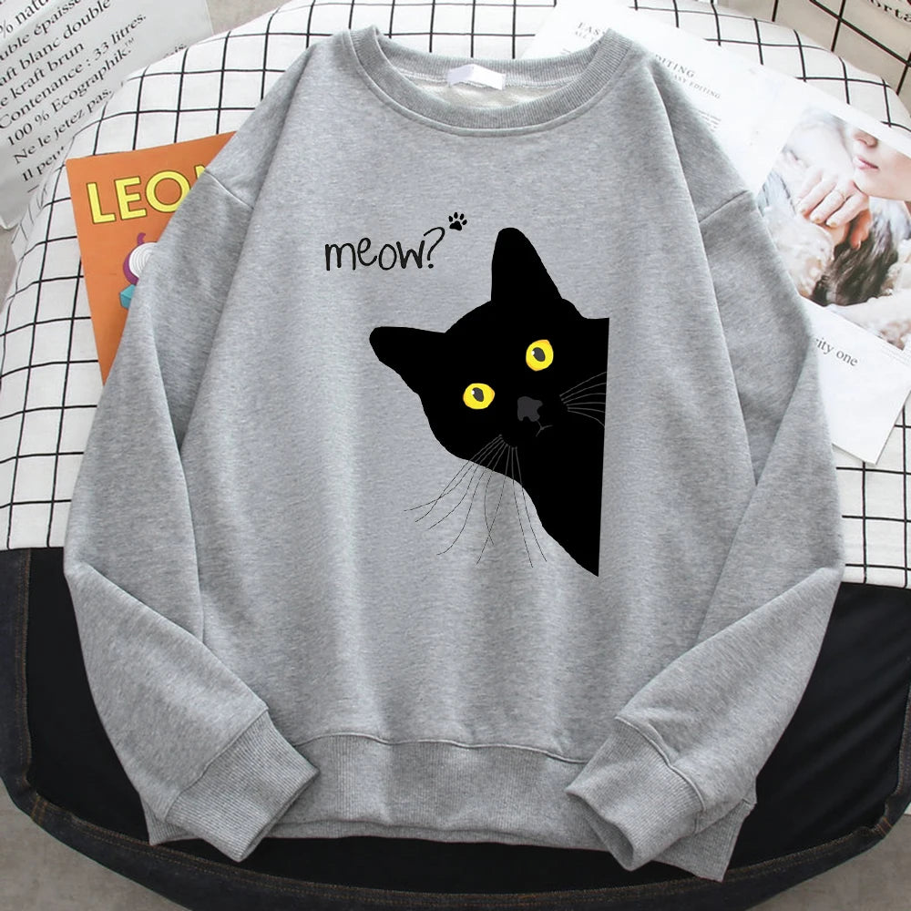 Holiday Curious Meow Black Cat Sweater