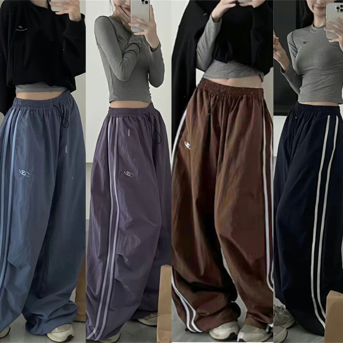 Multi-Colored Vintage Wide Leg Vintage Cargo Pants