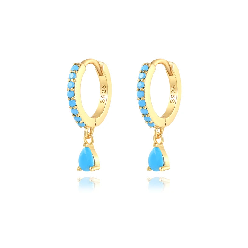 925 Sterling Colorful Multi-Styled/Color Small Round Drop Earrings