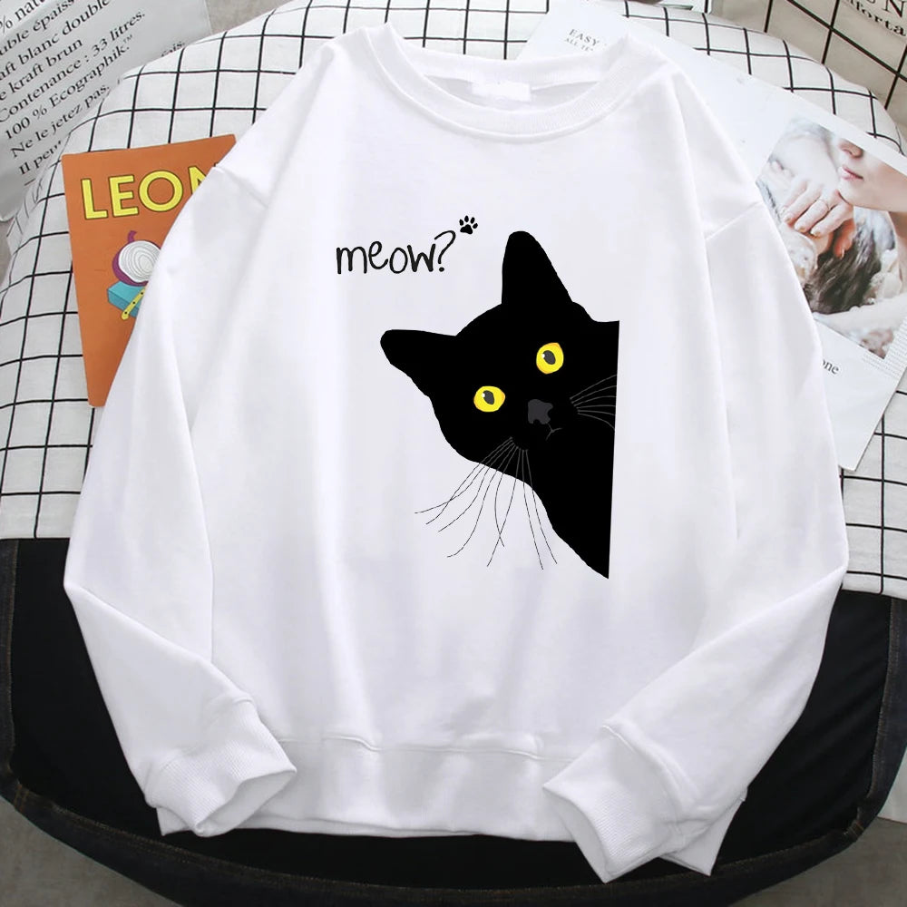 Holiday Curious Meow Black Cat Sweater