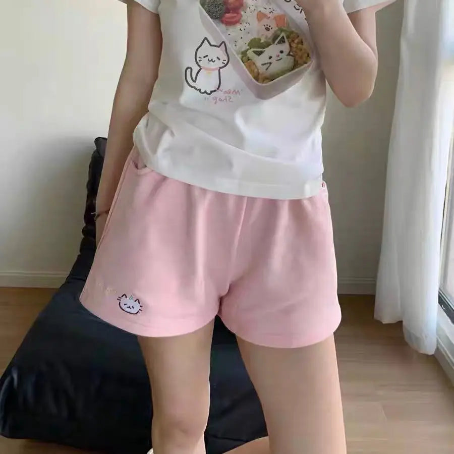 Cotton Cat Kawaii Printed Star Shorts