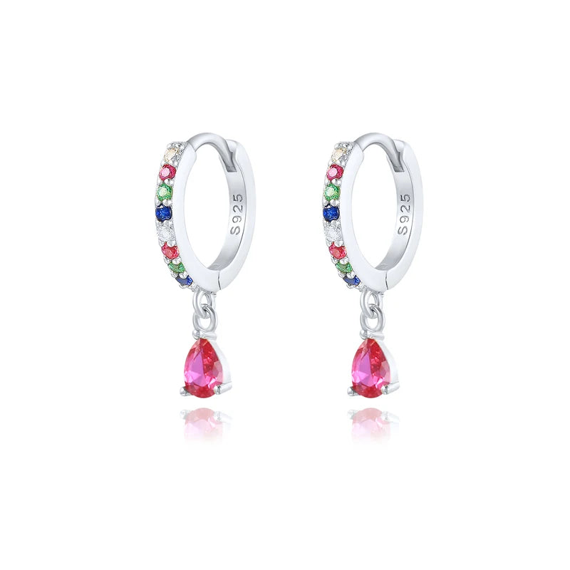 925 Sterling Colorful Multi-Styled/Color Small Round Drop Earrings