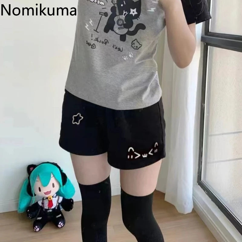 Cotton Cat Kawaii Printed Star Shorts