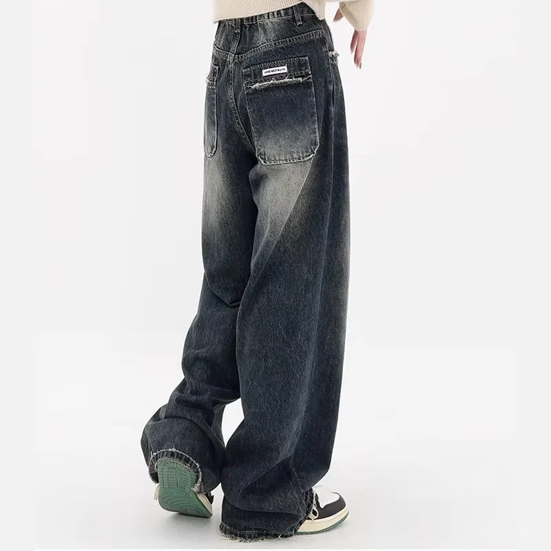 New Style Y2K Streetwear Retro Dust High Waist Jeans
