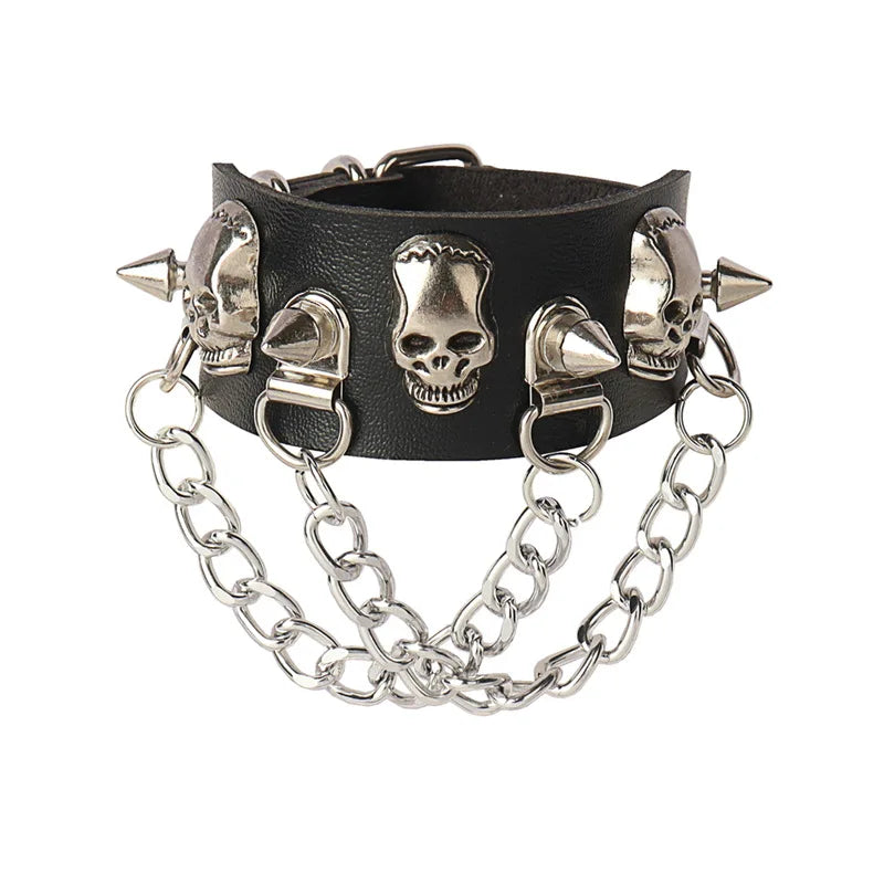 Dark Gothic Punk Star Leather Bracelet Sets