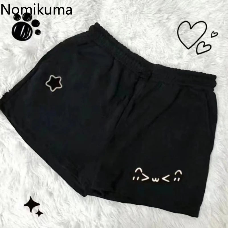 Cotton Cat Kawaii Printed Star Shorts