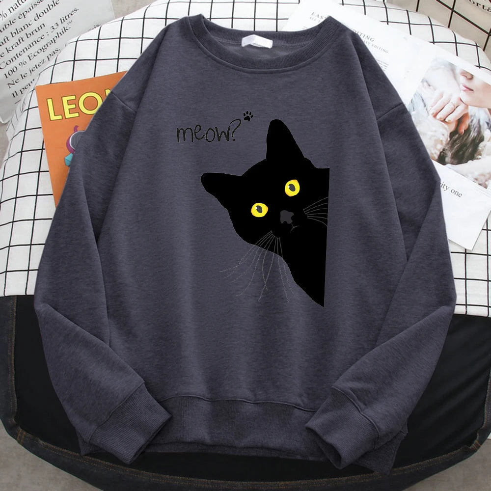 Holiday Curious Meow Black Cat Sweater