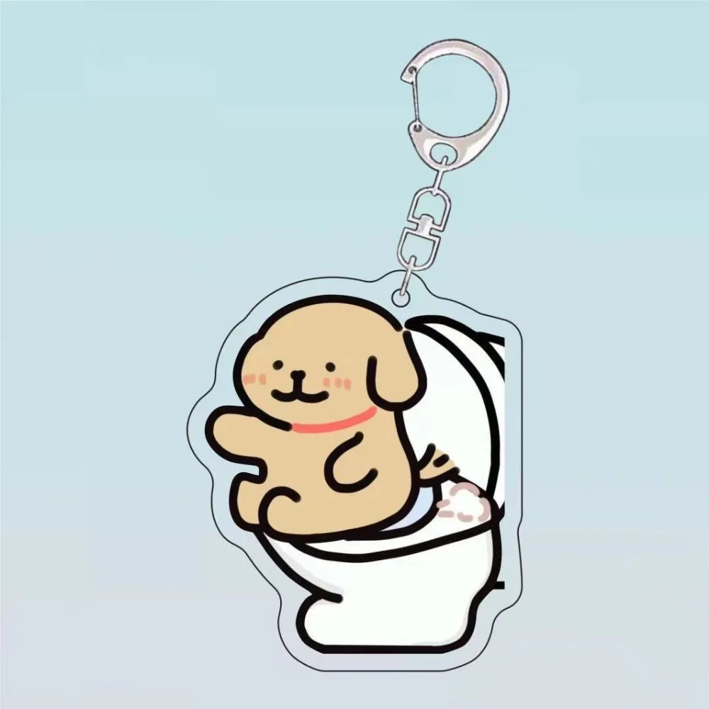 Dog Puppy Toilet Hanging Keychain