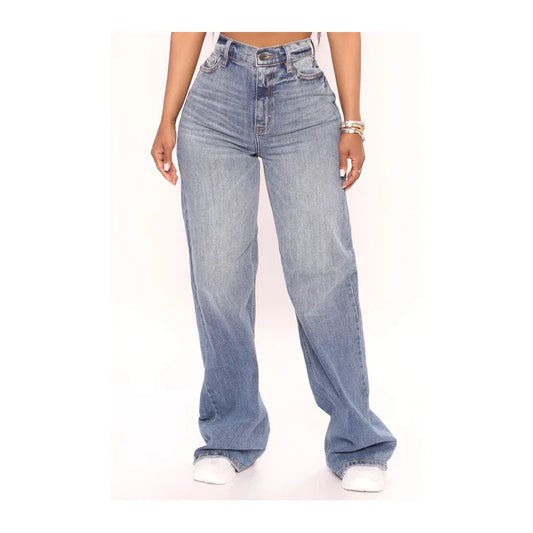 Y2K High Blue Fashion Loose Wide Leg Denim Jeans